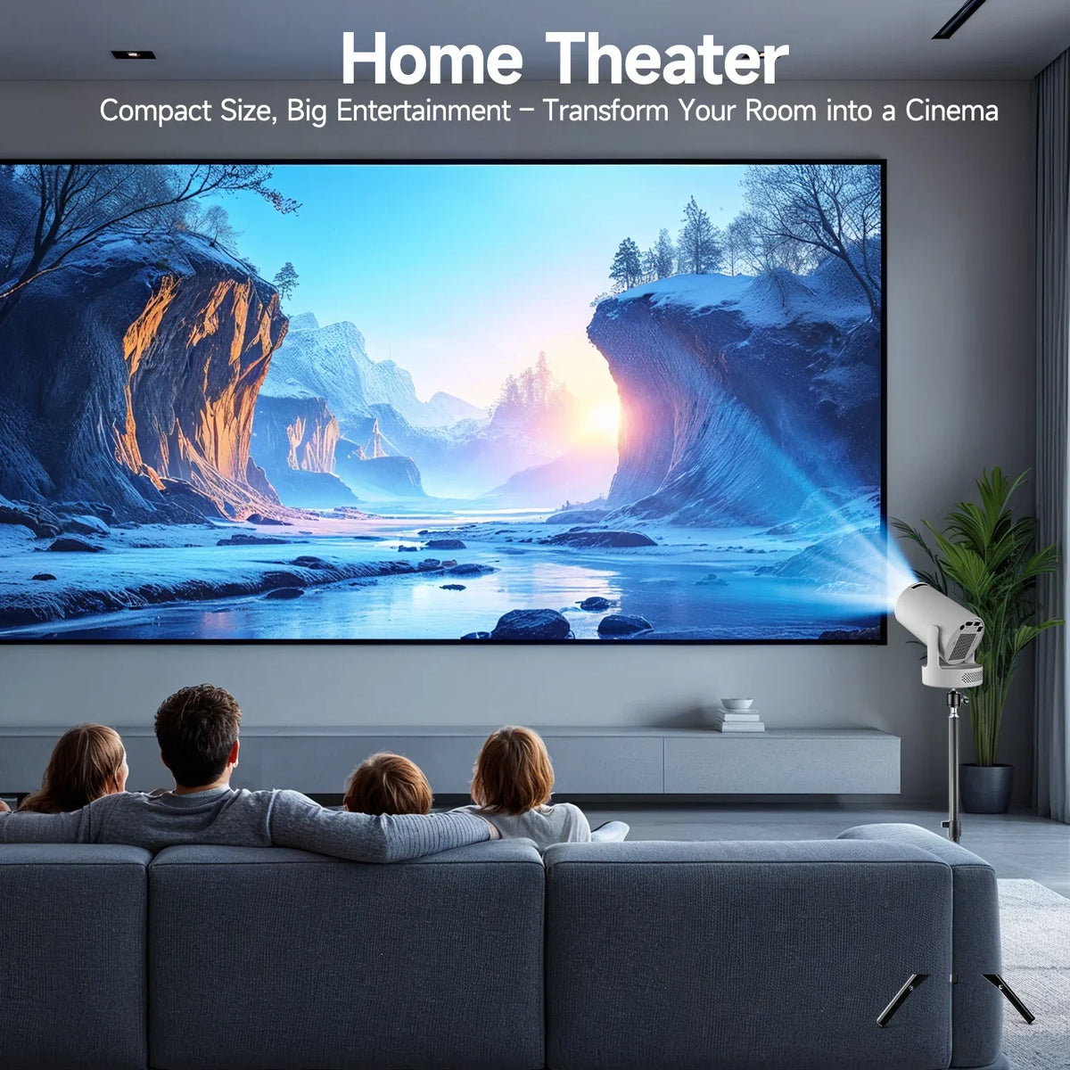 Kino domowe w salonie z projektorem HY300 Pro+